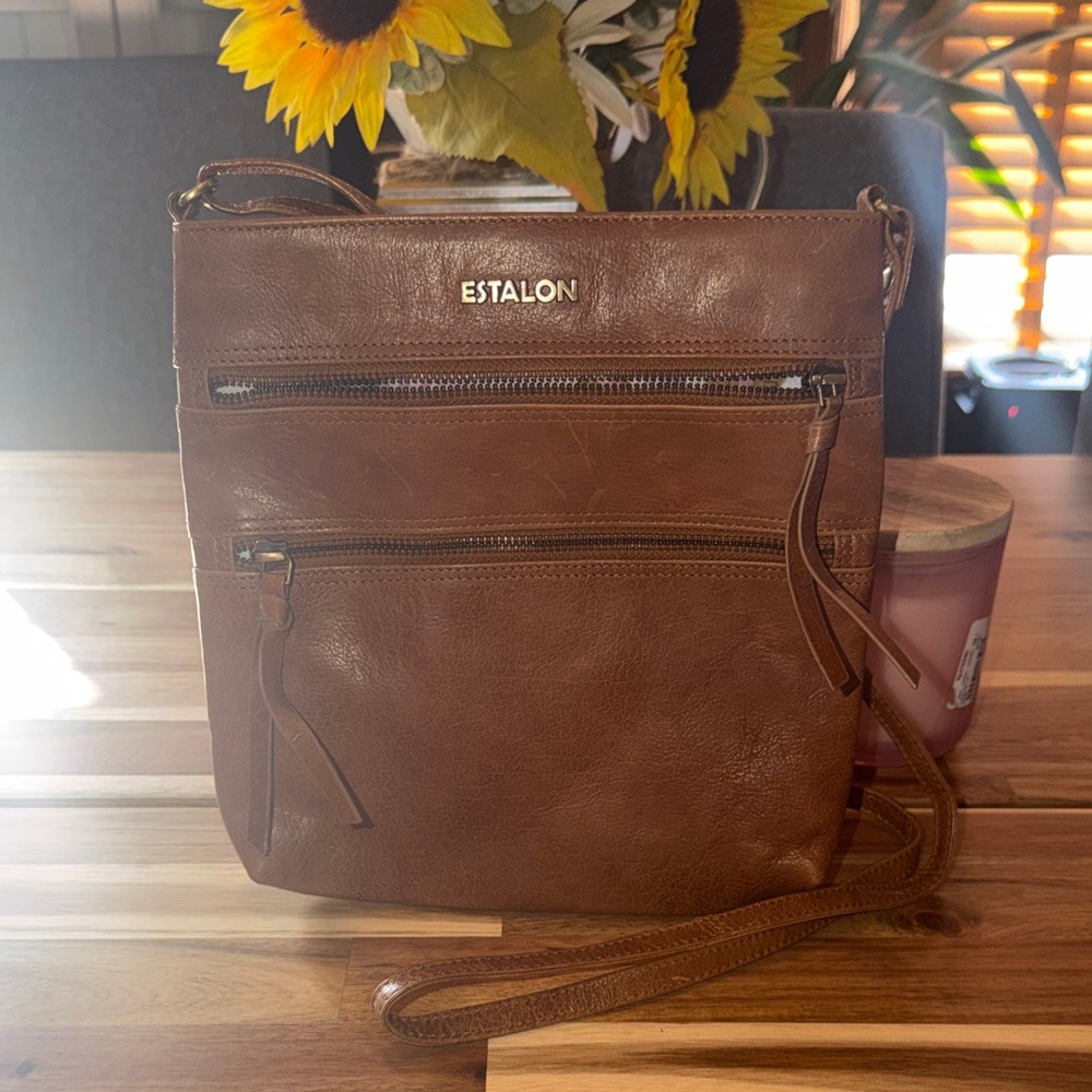 Estalon Brown Leather Crossbody Bag